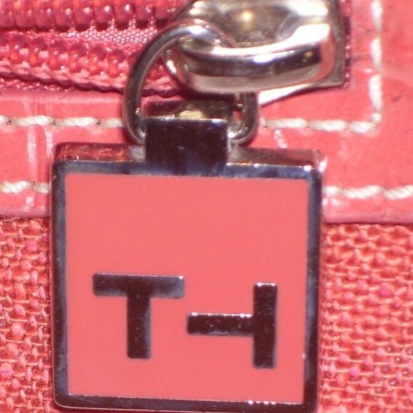 Tommy Hilfiger T H Orange Canvas Handbag Purse - Picture 7 of 8